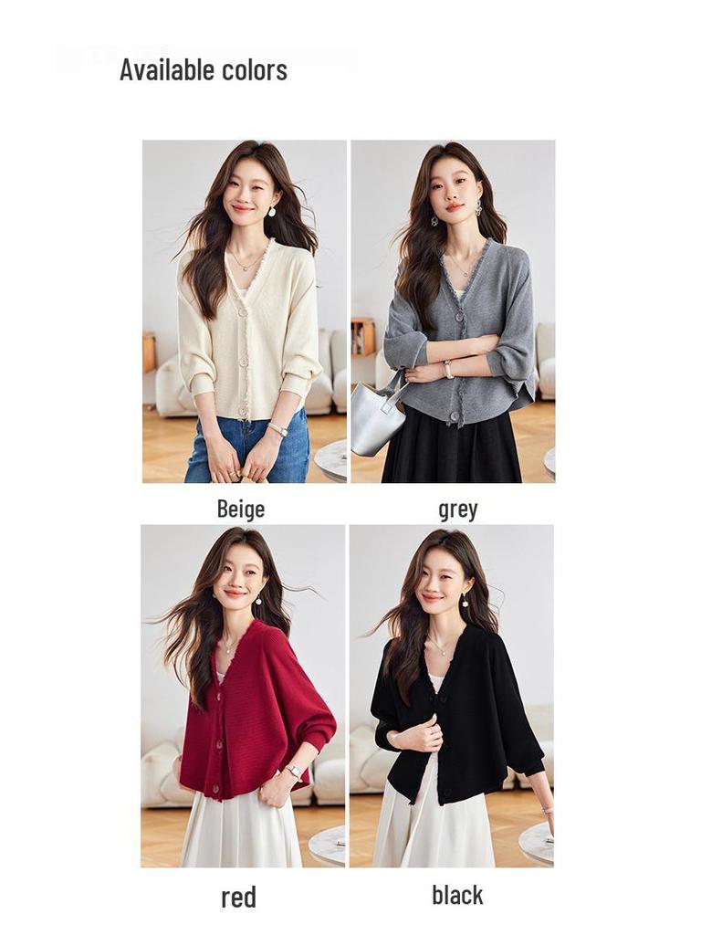 Women's Batwing Sleeve Cardigan and Skirt Set - Trendy 2025 Autumn Fashion