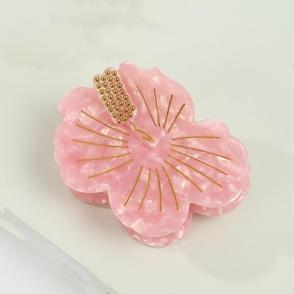 Japanese Style Peach Blossom Shark Clip Sweet Flower Hairgrips Acetic Acid Hair Claw  Women