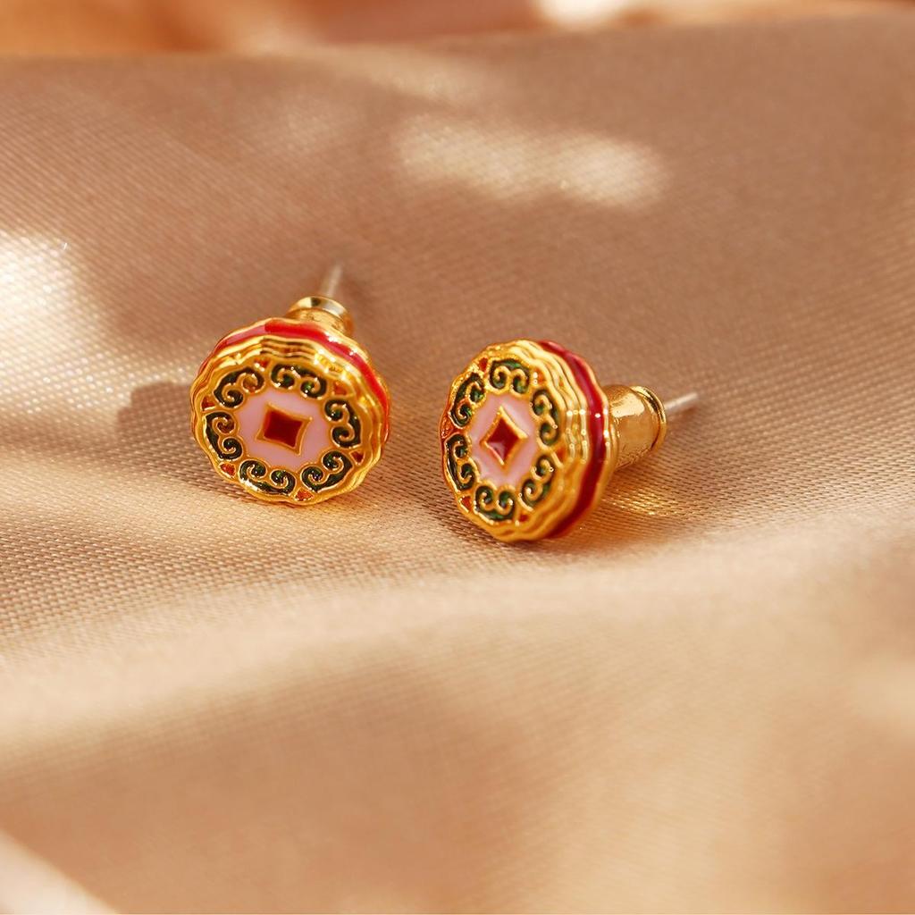 Artistic Hand-Painted Cloisonné Double Tassel Earrings: Auspicious & Versatile Ancient Style for Women