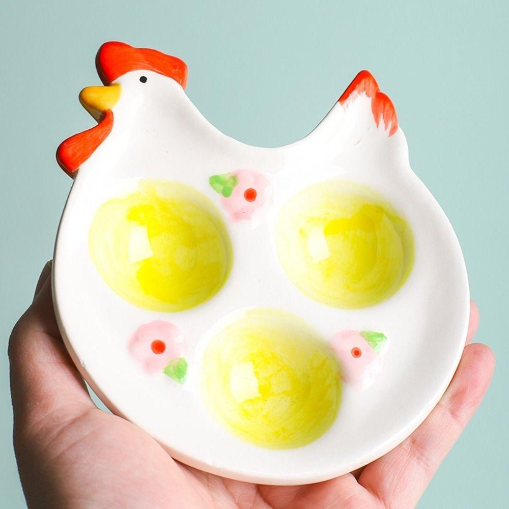Ceramic Egg Holder Cute Egg Storage Compartments Creative Egg Cup  Household