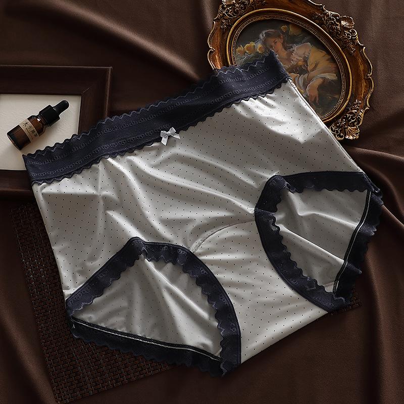 Large Size Women's Polka Dot Mid-waist Panties Are Soft and Breathable, Comfortable and Skin-friendly with Lace, Cute and Sexy Panties