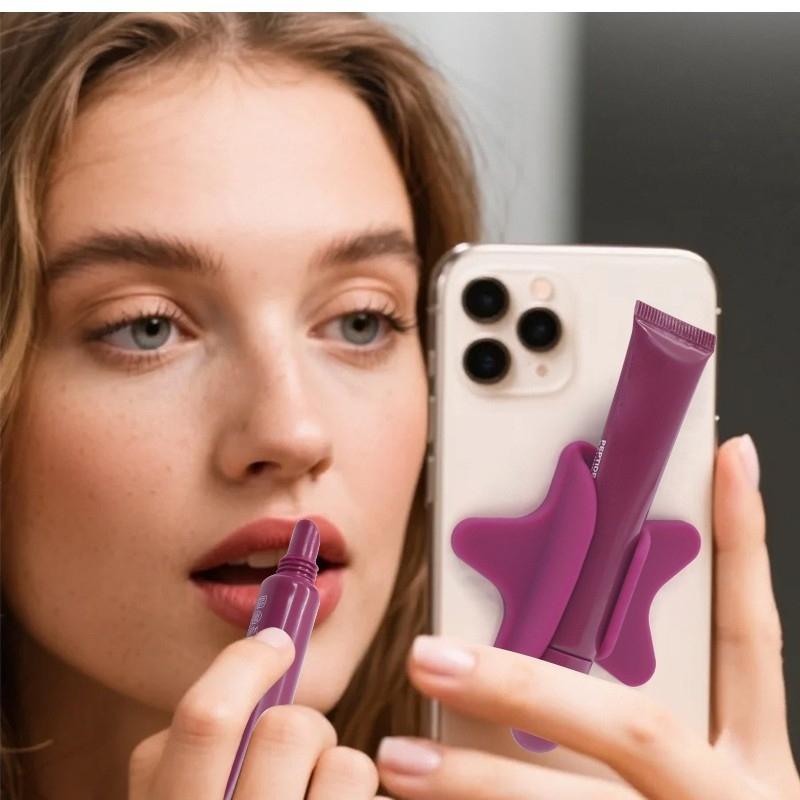 Multi-Color Portable Phone Stand | Lipstick/Lip Gloss Shape Star Design | Silicone Adhesive Lazy Mount for for All Phone Case
