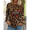 Spring And Autumn Long Sleeve Lip Print Leopard Printed T-Shirts Women Basic Casual Tops Female Loose Round Neck Tees Clothing