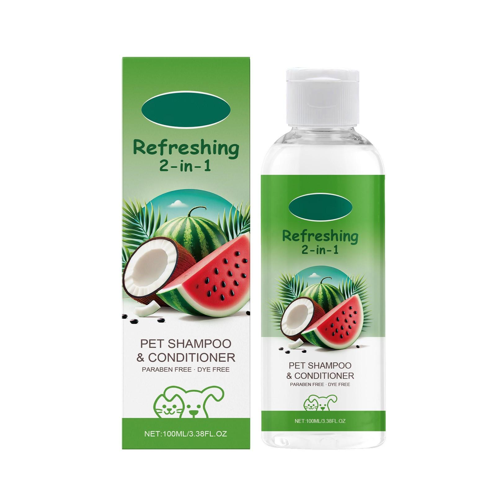 

Шампунь для домашних животных, кондиционер, гель для душа, арбузная свежесть, 2 в 1, гель для душа для домашних животных, гель для душа для шерсти домашних животных, 100 мл белый