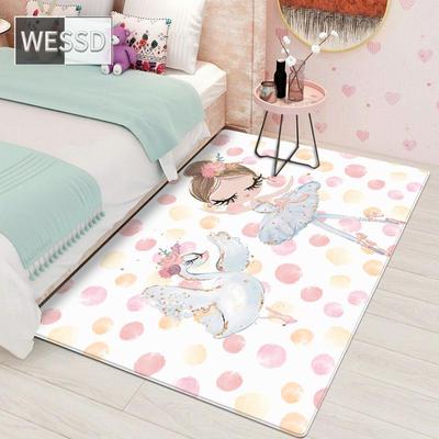 Kawaii Cartoon Ballett Mädchen Teppich für Kinderzimmer und nordischer weicher Schlafzimmerteppich für Babys