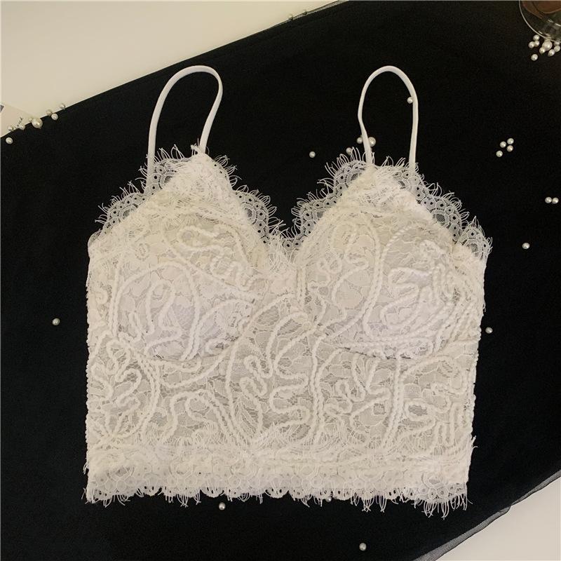 Tank Top Lace V-neck Crop Tops Women Summer Camis Backless Camisole Fashion Casual Tube Female Sleeveless
