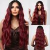 ALAN EATON Long Red Lace Front Wig Synthetic Wavy Curly Wigs for Black White Women Natural High Density Heat Resistant