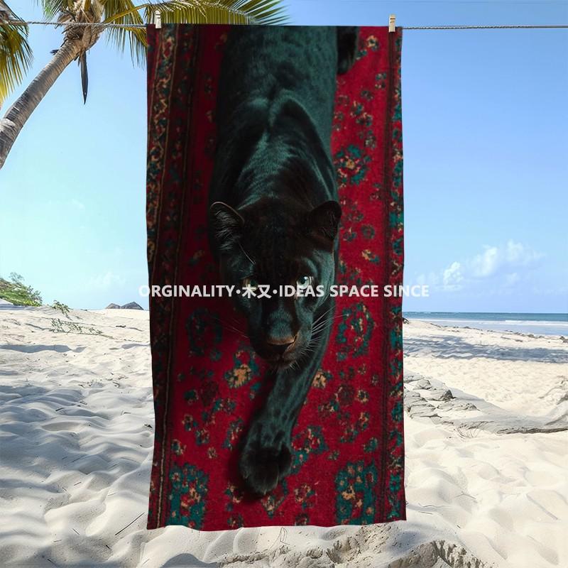 Panther Vintage Perserteppich Strandtuch Gemustert Sonnenschutz Und Winddicht Geeignet Für Schwimmbad Camping Reisen