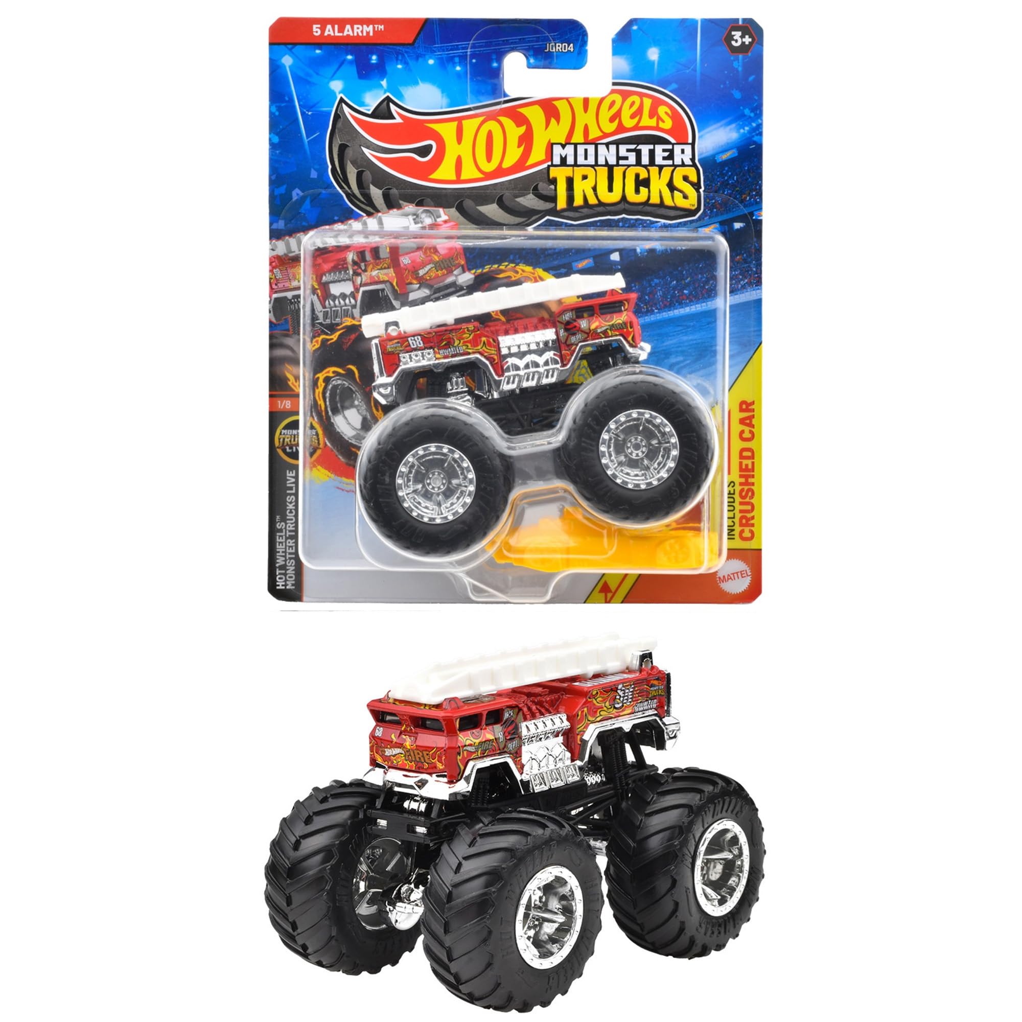

Hot Wheels Monster Truck 164 Five Alarm Vehicle Toy, Red, for Ages 3 and Up, JGR04