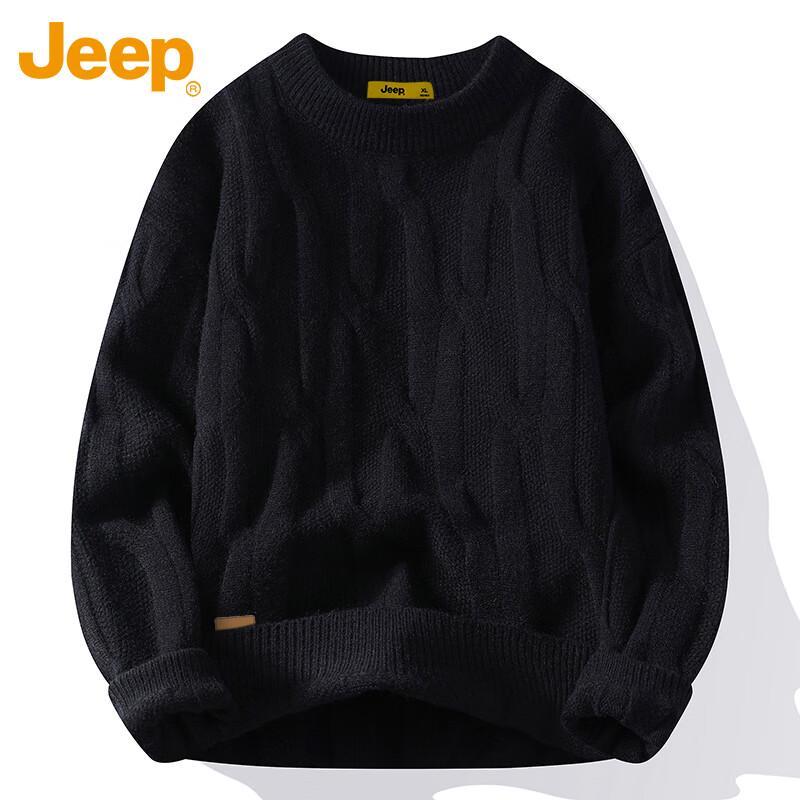 Jeep Men's Thickened Crew Neck Knit Sweater