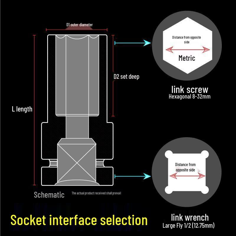 Electric Wrench Socket Set with Extended Hex Sockets
