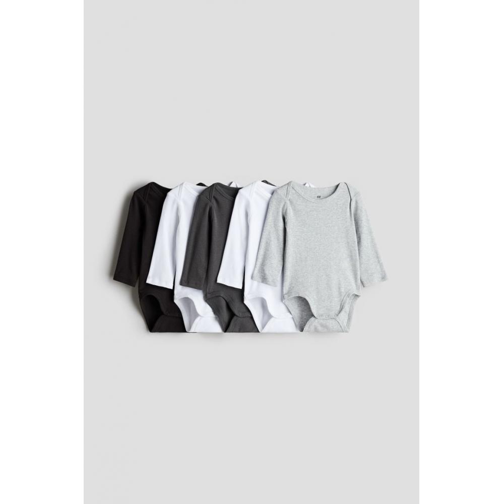 

Комплект боди HM из 5 предметов белый серый черный