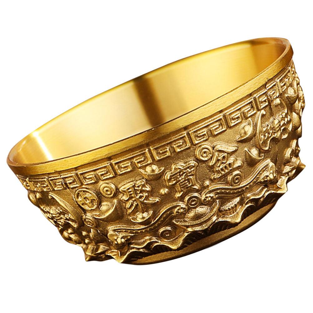 

Brass Money Bowl Decorative Treasure Basin Fine Craftsmanship Chinese Style Gift for Family Friends on Christmas New Year 8x8cm