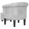 Club Chair with Footstool Silver Faux Leather