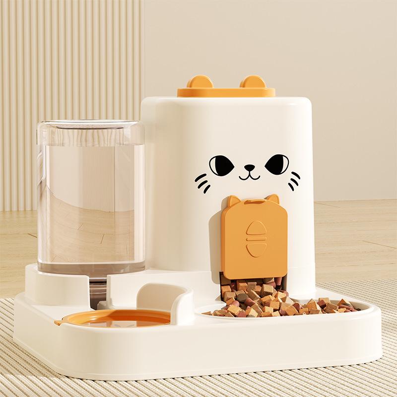 Integrated Cat and Dog Feeder: Cross-Border Wet/Dry Bowl with Water Dispenser and Storage
