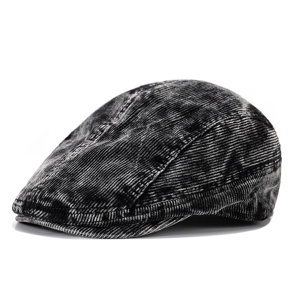 Corduroy Forward Hat Vintage Men Peaked Cap Beret Women's Tie-Dye Anti-Wearing Cap