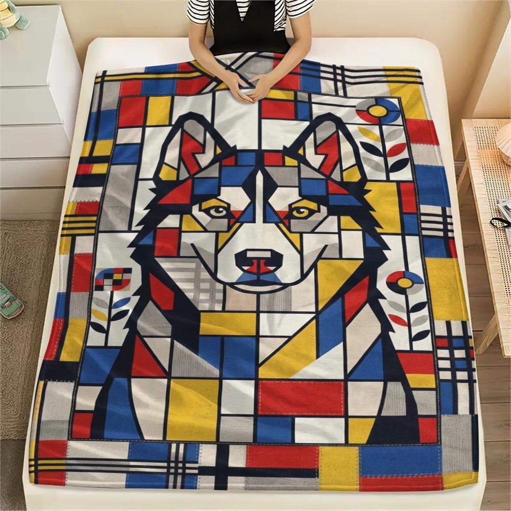 

Husky Dog Print Flannel Blanket, High quality Comfortable for All Seasons, Home Decor, Warmth and Comfort, Perfect for Christmas Gifts66 80cm x 120cm