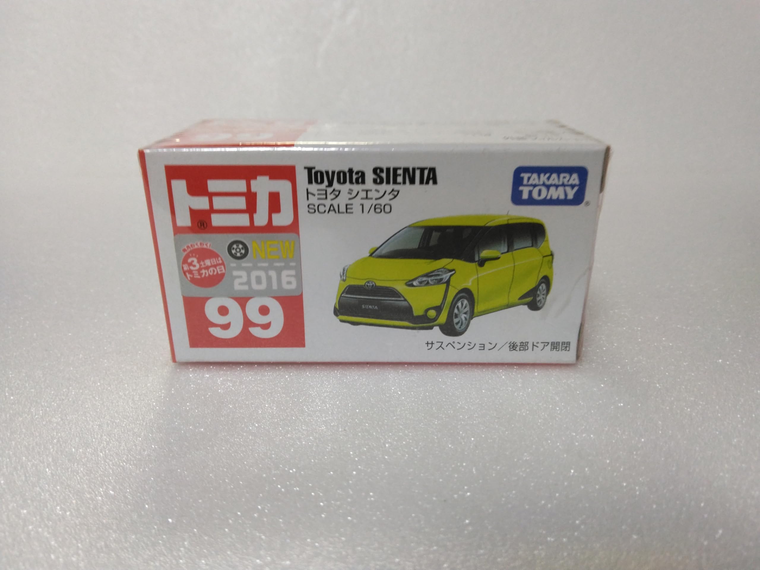 

Tomica Toyota 2016 with clear case Sienta, 1/60 scale, model, No. 99,