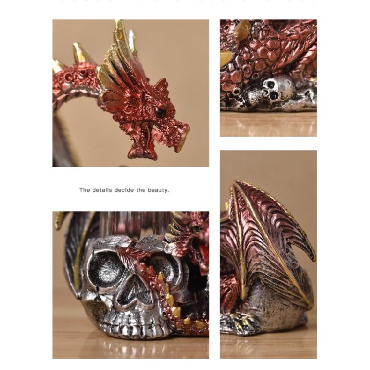 Dragon Skull Figurine for Halloween Resins Statue with Spices Shaker Display Stand Rack Kitchen Decoration for Collectors