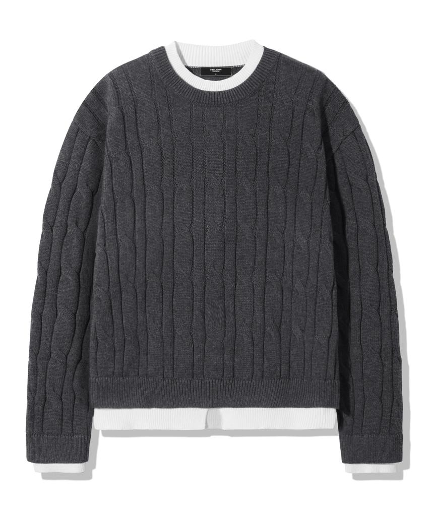 TRILLION Layered Cable Knit_Charcoal