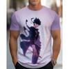 Men's Anime Print T-Shirt - Anime Character Print Crew Neck Short Sleeve Shirt, Machine Washable, Suitable for Anime Apparel and Party Outfits