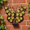 Outdoor Solar Butterfly Sculpture 2Pcs Lights Metal Wall Decor, IP65 Waterproof Hanging Lights, Art for Garden Fence Patio Porch Yard Balcony
