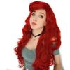 Perucă anime prințesă sirenă păr lung creț Halloween mătase rezistentă la temperaturi înalte cască întreagă