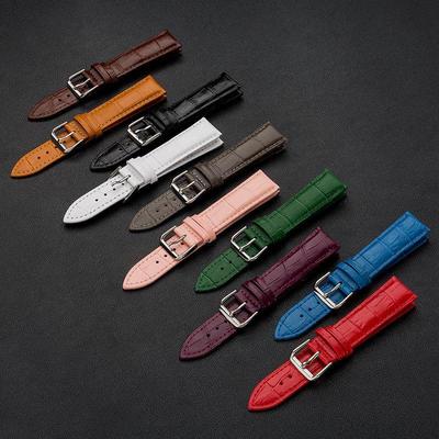 Bamboo Grain Cowhide Leather Watch Strap - Genuine Leather, Pin Buckle, Unisex Watch Accessory