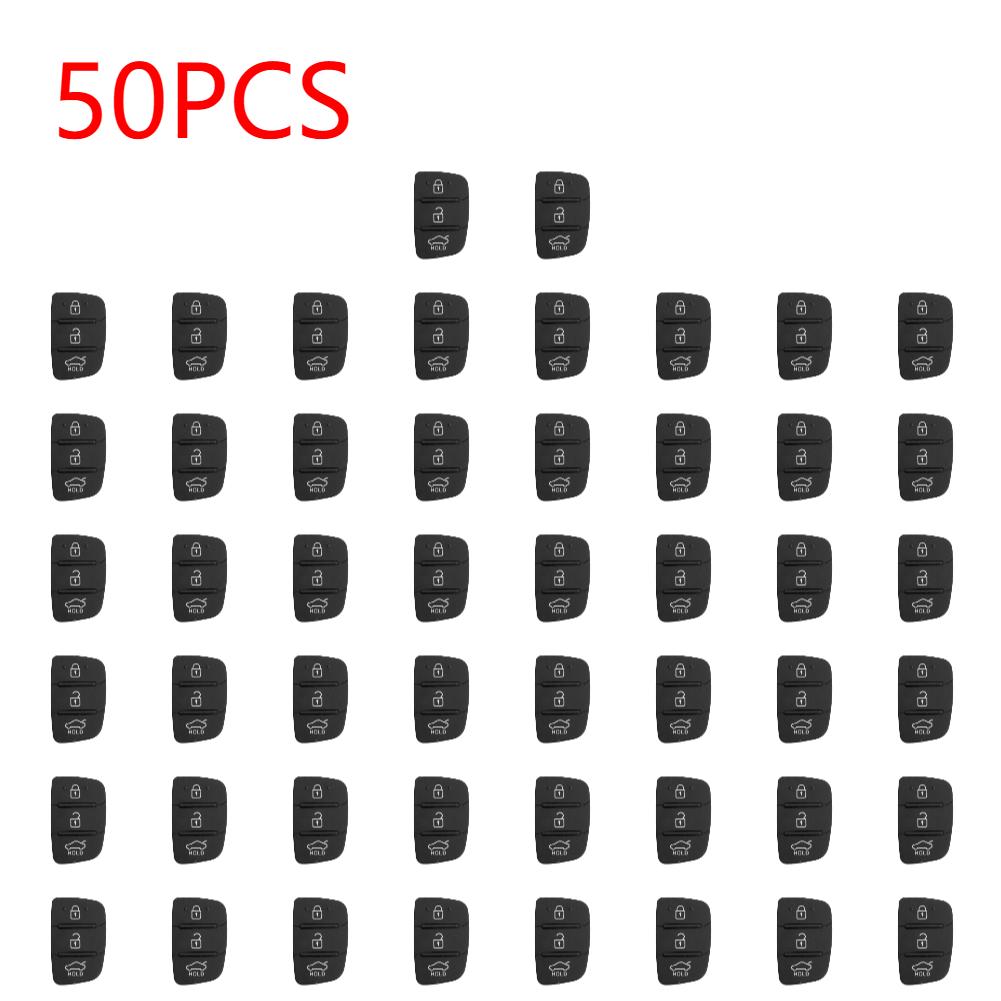 10-50PCS Key Button Soft Silicone Pad 3 Button For Hyundai I30/I35/Ix20 Solaris Verna For Kia Rio K2/K5 Sportage Key Case Cover