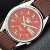 VINTAGE SEIKO 5 AUTOMATIC REFURBISHED JAPAN MENS RED COLOR DIAL WATCH A440415-4 Sk-a440415