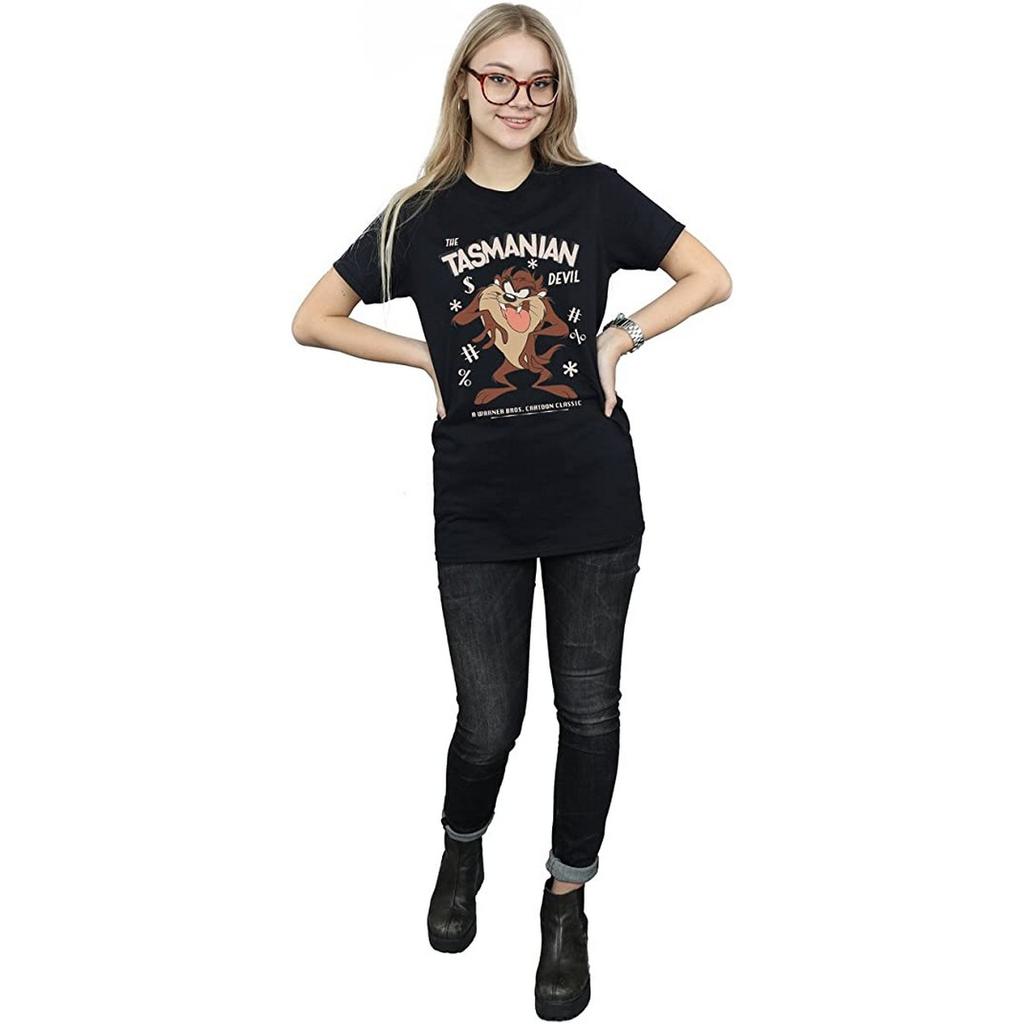 Looney Tunes Damen/Damen Tasmanian Devil Vintage Boyfriend-T-Shirt aus Baumwolle