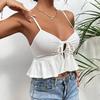 Summer Fashion Style Ins Versatile New Arrival Women's Clothing Sexy Low-Cut Sexy Open Back Knotted Short Sling Tops