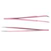2Pcs Steel Pink Straight + Bend Tweezer For Eyelash Extensions Nail Art Nippers
