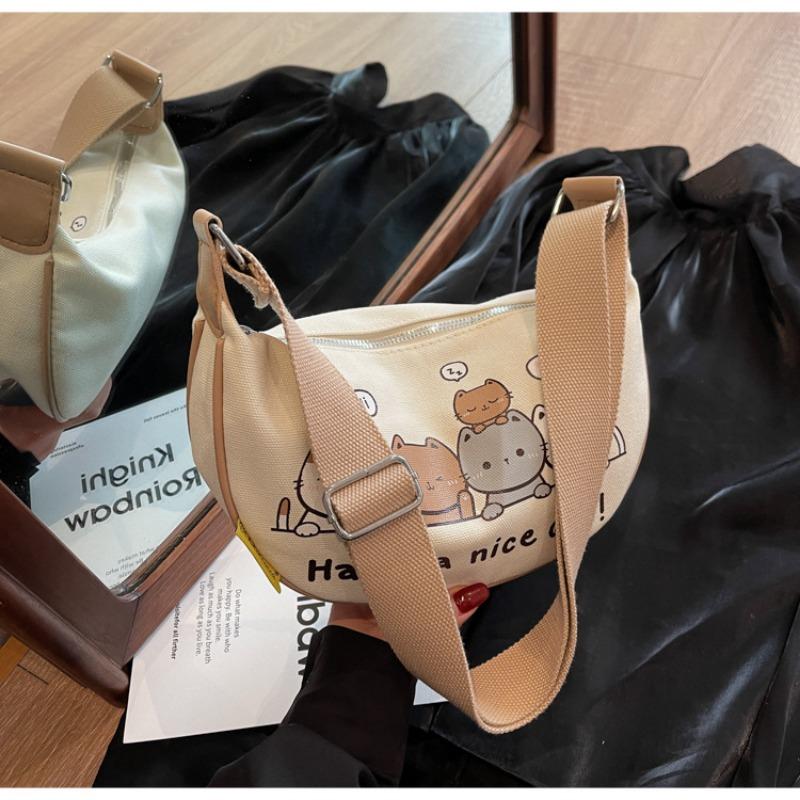 

Новая универсальная холщовая сумка через плечо для通勤, студенческий ленивый стиль, мультяшная милая сумка под мышкой, сумка-мессенджер хаки