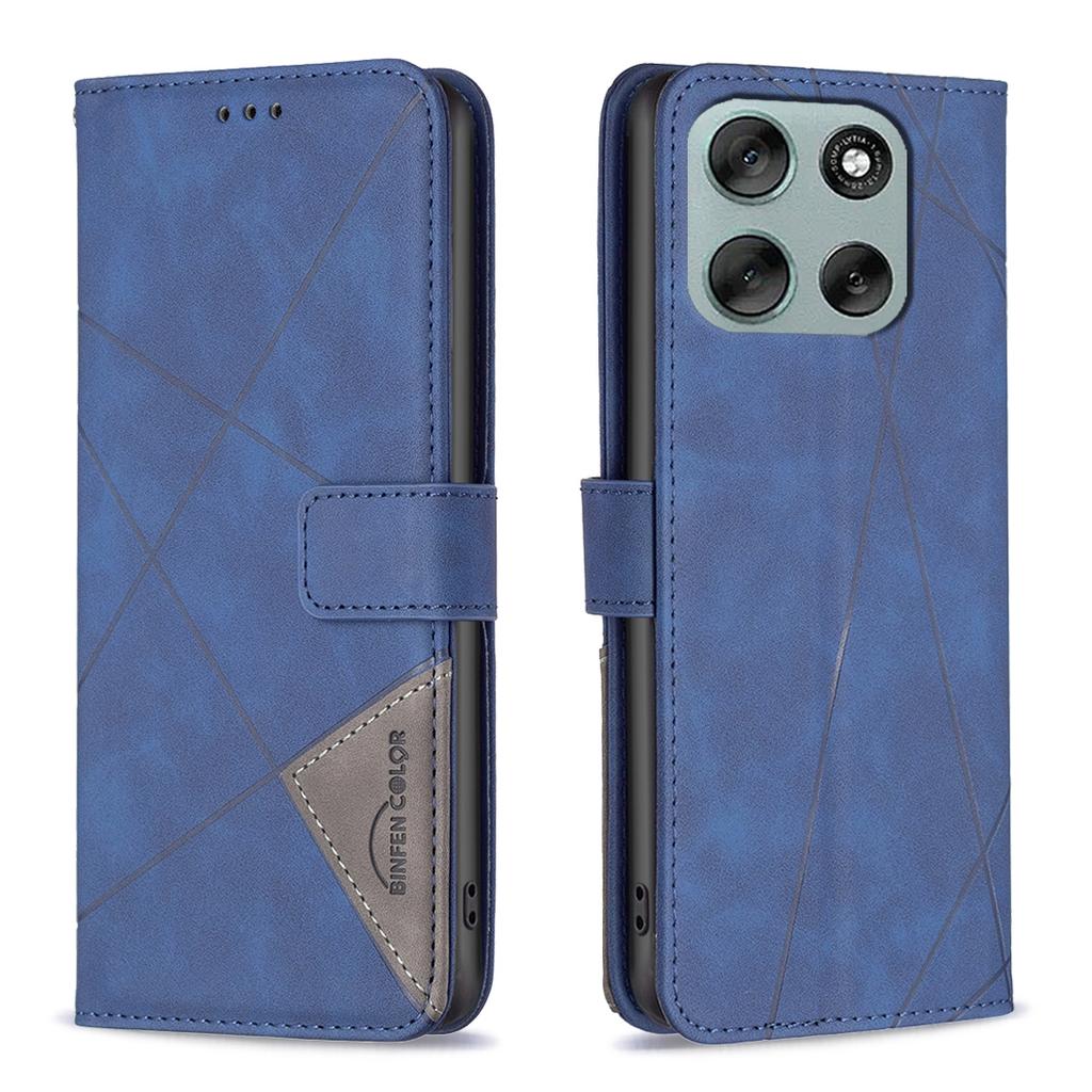 For Motorola Moto G56 5G Telefondeksel BINFEN COLOR Lommebokstativ Geometri Preget Skinncover