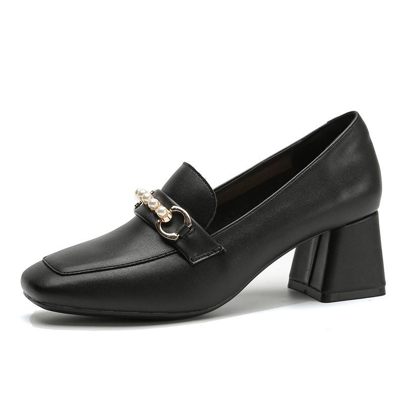 

Простая офисная одежда Мягкие и нежные кожаные туфли-лодочки на каблуке 6 см Высокие Весна и осень Квадратный носок Мэри Перламутровые Туфли женские с инкрустацией бриллиантами 40