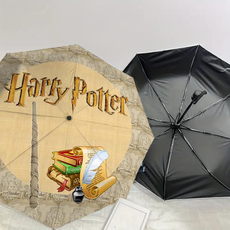 1 ks Mulan Harry Potter Deštník - 8 žeber vyztužený, automatické otevírání, lehký a odolný, roztomilý módní doplněk pro venkovní použití, D2693