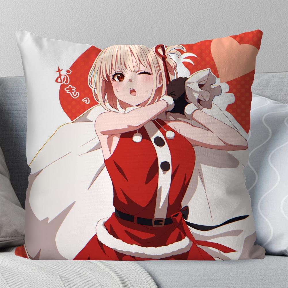 1Pc Chisato Nishikigi Anime Lycoris Recoil Pillow Case Square Pillow Bedroom Sofa Leisurecar Living Room Home Decoration 40X40