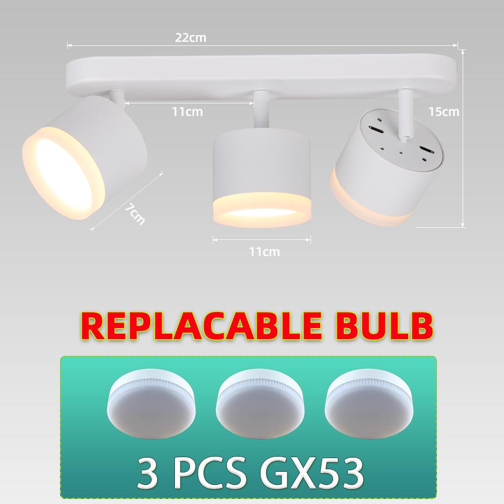 GX53 Led Ceiling Lamp 220V 3 Color Spot Lamps DownLight Replaceable Bulb Ceiling Spotlight for Living Room Kitchen Corridor