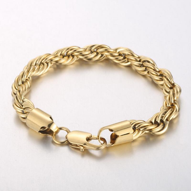 20/21/22cm Stainless Steel Twisted Rope Link Chain for Men Stainless Steel Wrist Jewelry