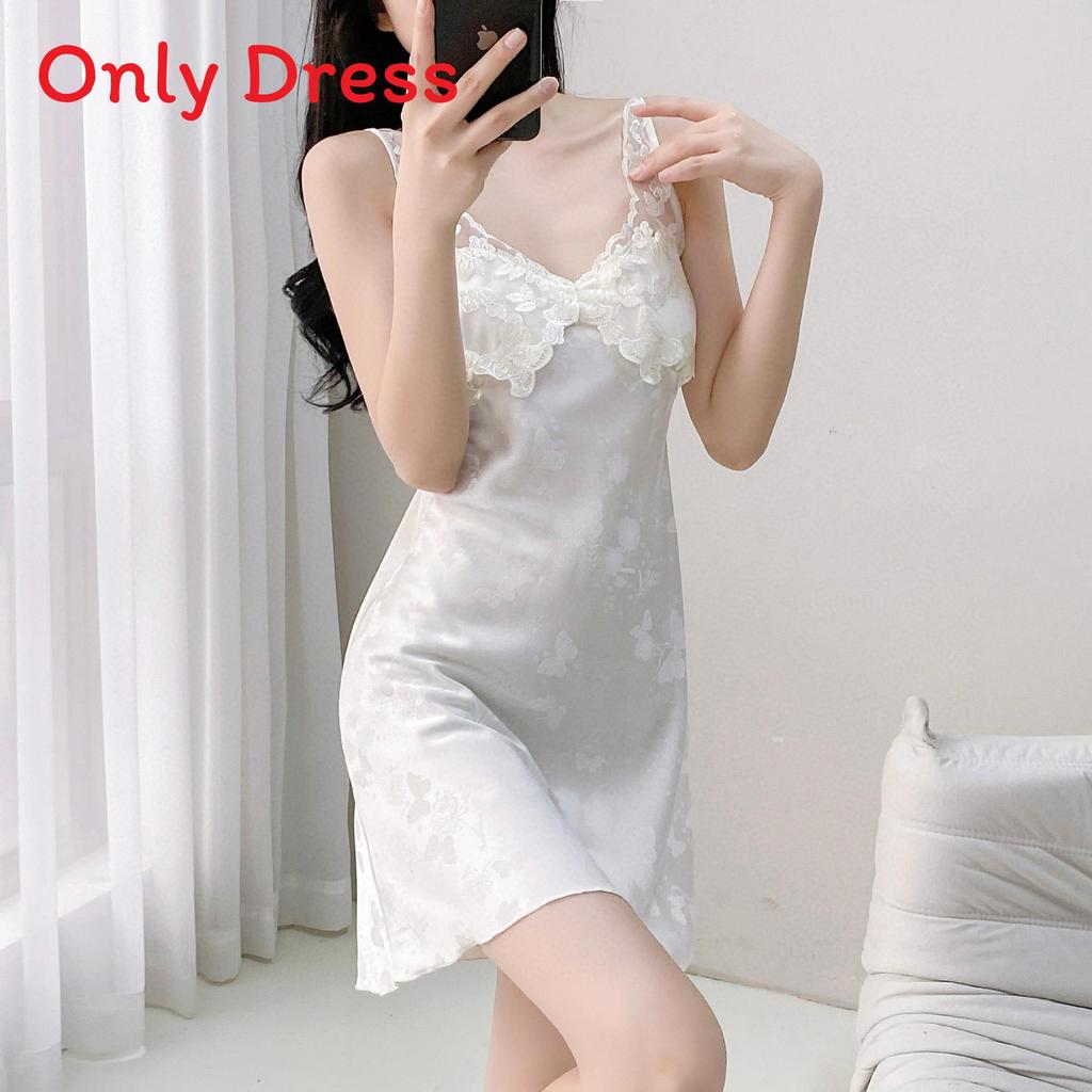 Ice Silk Female Short Sleep Dress With Vneck For Relaxing Home Wear