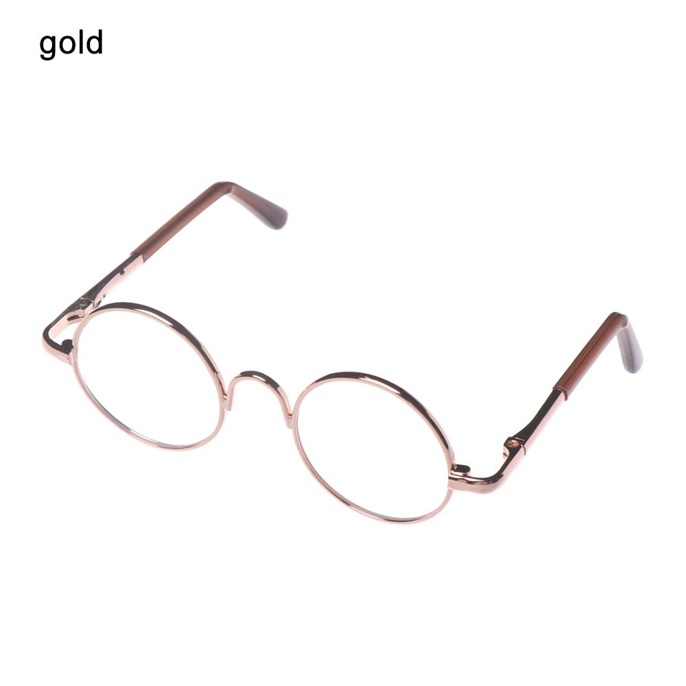 

Dolls Clear Lens Round Frame Miniature Eyewear Eye Glasses Girl Toy Photo Props Toy Parts Dress up Accessories Doll Accessories золотой