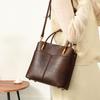 Women's PU Leather Tote Bag, Vintage Brown Bucket Handbag, Small Capacity Shoulder Crossbody Bag, Casual Daily Commuter Bag for Work Shopping Travel