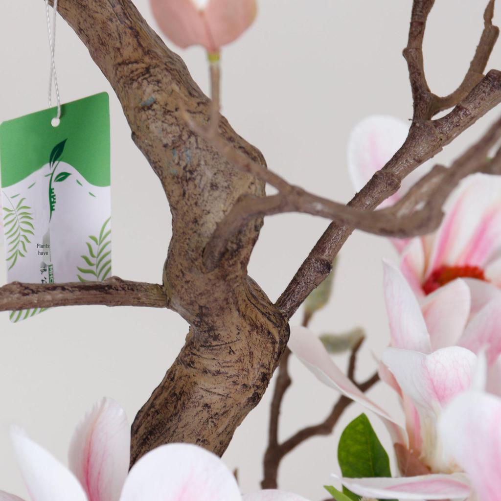 Large Faux Magnolia Tree Indoor Decor | Floor Standing Fake Green Plant Ornament for Living Room