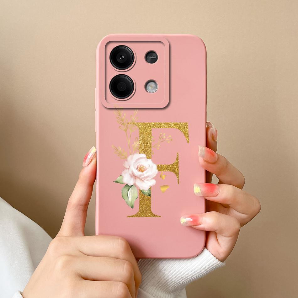 Phone Case For Redmi Note 13 Pro 4G 5G Elegant Letter Soft Liquid Silicone Full Coverage Protector For Redmi Note13 13Pro Fundas