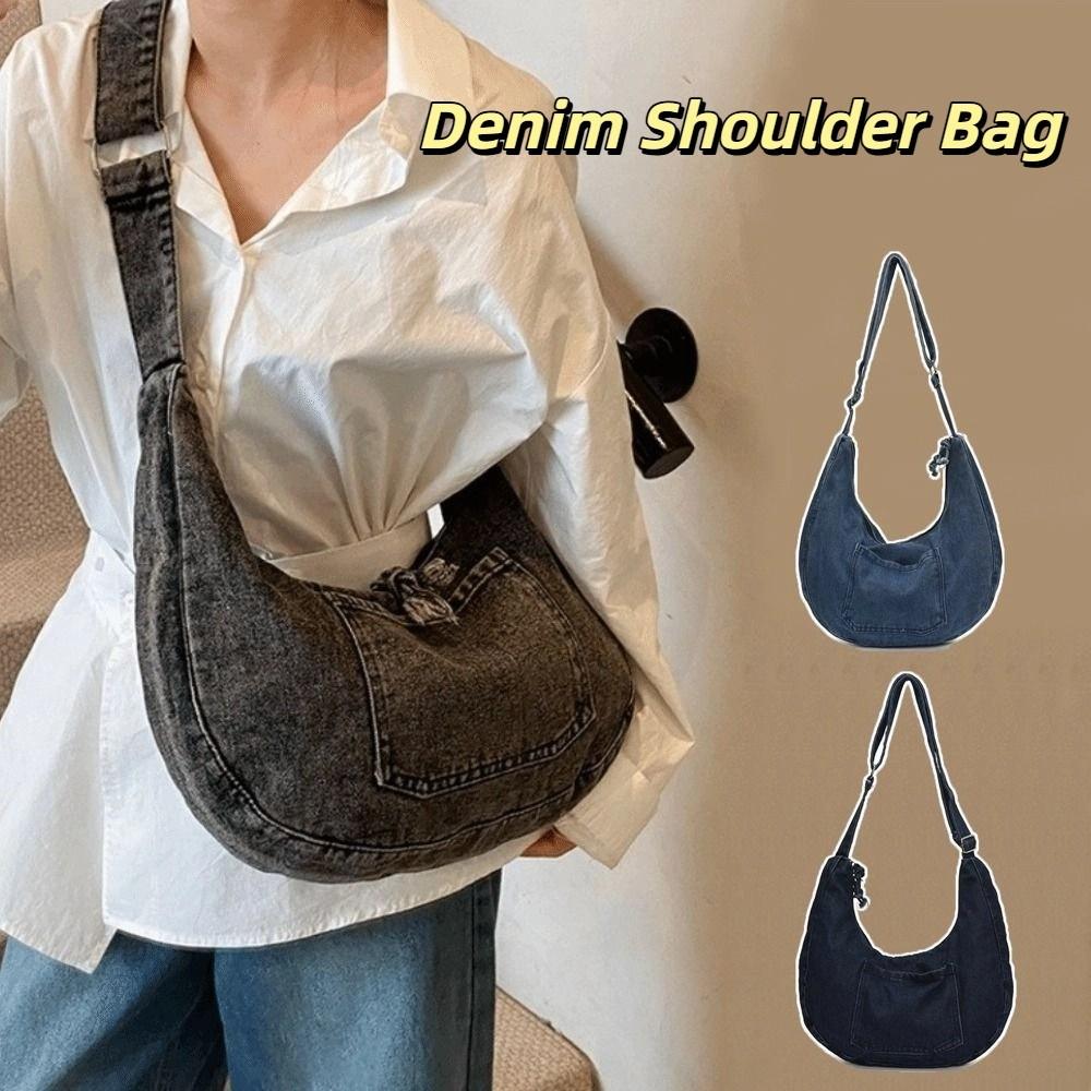 Versatile Denim Shoulder Bag Vintage Satchel Bags Casual Cross Body Bag  Girls
