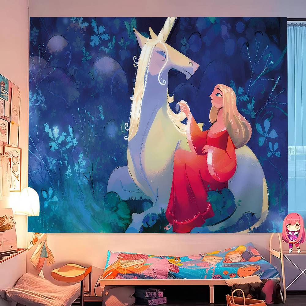 

The Last Unicorn Tapestry Art Printing Bohemian Wall Tapestries Mandala Decor Blanket 74x94cm(29x37in)