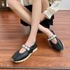 Summer new French Mary Jane shoes women's retro pearl word with soft sole single shoes women's temperament wear high sense