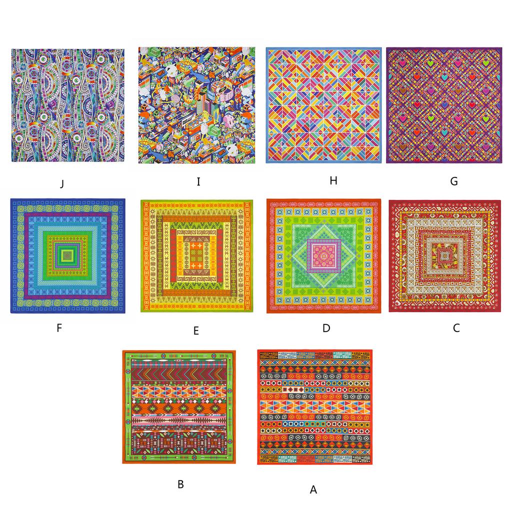 21'' Geometrical Pattern Bandana Head Scarf for Women Men Square Turban Head Scarf Punk Head Wrap Headwear