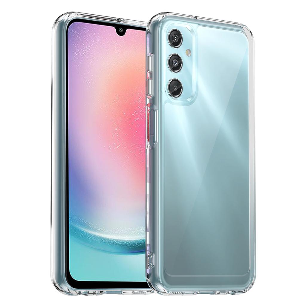 WANLONFENG MF Series for Samsung Galaxy A24 4G (162.1 X 77.6 X 8.3mm) Case TPU+Acrylic Clear Phone Cover with Tempered Glass Film